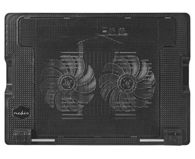 NEDIS stojan na notebook/ univerzální/ pro notebooky do 18"/ 2x ventilátor 140 mm/ 2x USB/ plast-kov/ černý