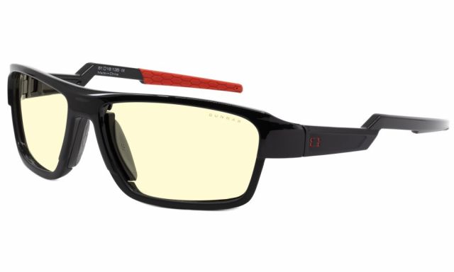 GUNNAR herní brýle Lightning Bolt 360 / obroučky ONYX / měnitelná sluneční skla / 3 druhy nožiček / jantarová skla