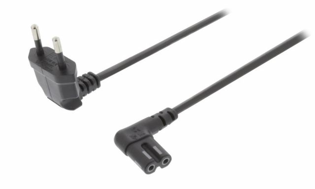 NEDIS napájecí kabel EURO/ zástrčka (úhlová) - konektor IEC-320-C7 (úhlový, levý)/ černý/ 5m