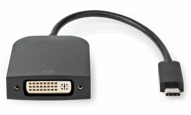 NEDIS kabelový adaptér USB 3.2 Gen 1/ USB-C zástrčka - DVI-D 24+1 zásuvka/ kulatý/ černý/ 20cm