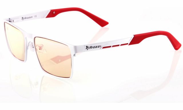AROZZI herní brýle VISIONE VX-800 White/ bíločervené obroučky/ jantarová skla