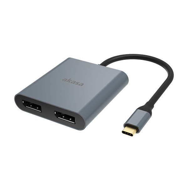 AKASA redukce USB Type-C na 2x DisplayPort / AK-CBCA18-18BK / 1x USB Type-C / 2x DisplayPort / 18cm