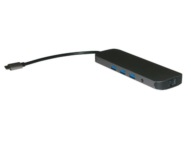 XtendLan Dokovací stanice 10in1 USB-C, HDMI (F) 4k, VGA(F), Gigabit LAN, SD/TF čtečka, 3x USB3.0, 3.5mm audio, USB C PD