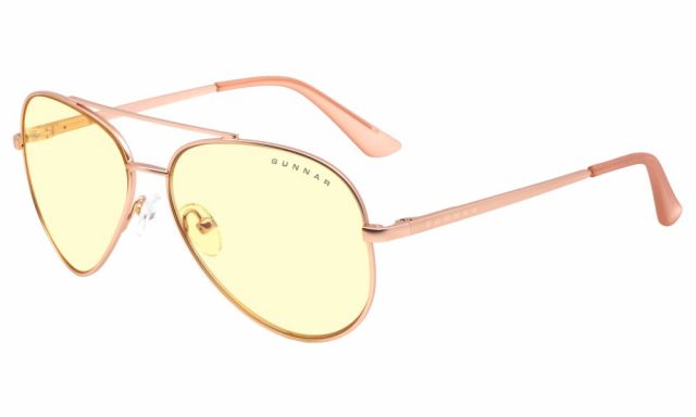 GUNNAR herní brýle MAVERICK / obroučky v barvě ROSE GOLD / jantarová skla