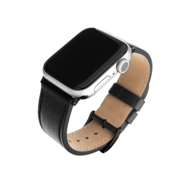 Kožený řemínek FIXED Leather Strap pro Apple Watch 42/44/45 mm, černý