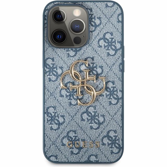 Guess PU 4G Metal Logo Case iPhone 13 Pro modrý