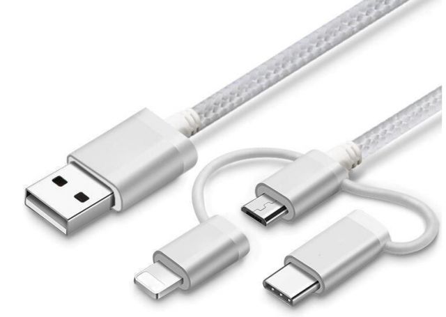 Datový kabel USB 3v1 šedý