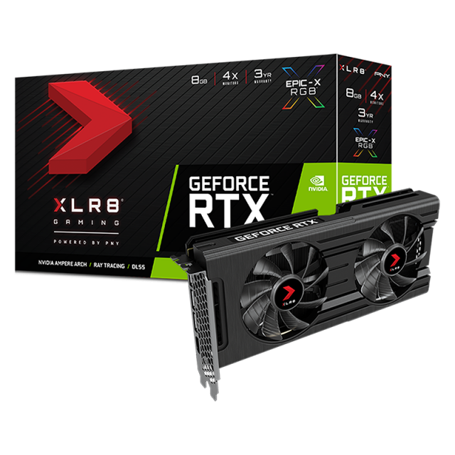 PNY GeForce RTX 3050 8GB XLR8 Gaming REVEL EPIC-X RGB Dual Fan Edition / 8GB GDDR6 / PCI-E / HDMI / 3x DP