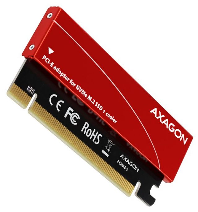 AXAGON slot adaptér do PCIe x16 na M.2 NVMe M-KEY vč. chladiče / PCEM2-S