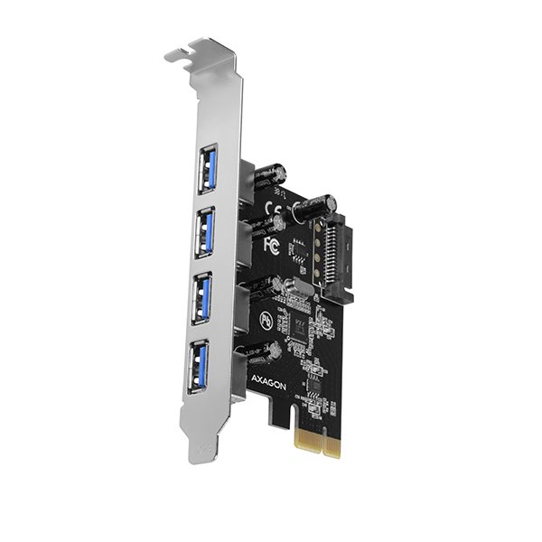 AXAGON řadič do PCIe pro 4x USB-A / PCEU-430VL / USB 3.2 Gen1 / UASP