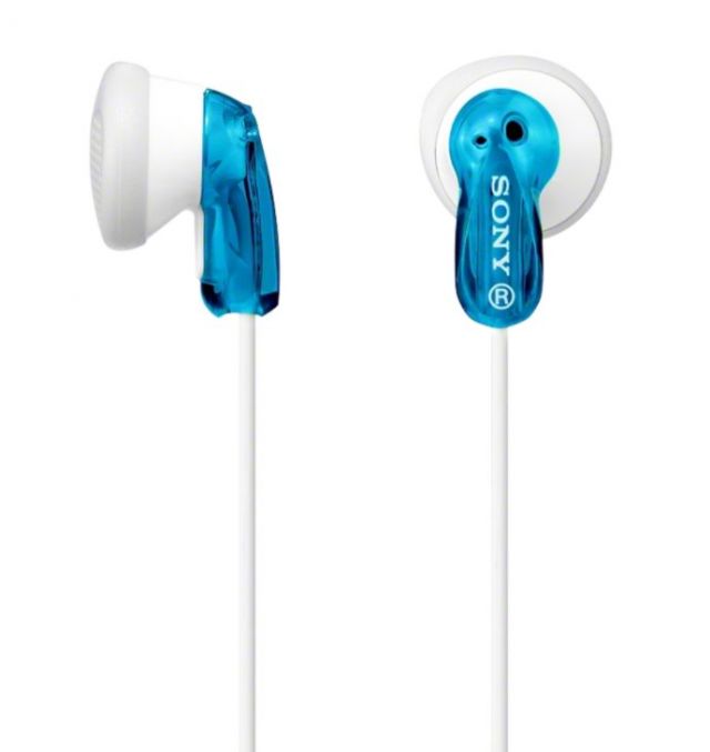 SONY peckové sluchátka do uší MDRE9LPL/ drátová/ 3,5mm jack/ citlivost 104 dB/mW/ modrá