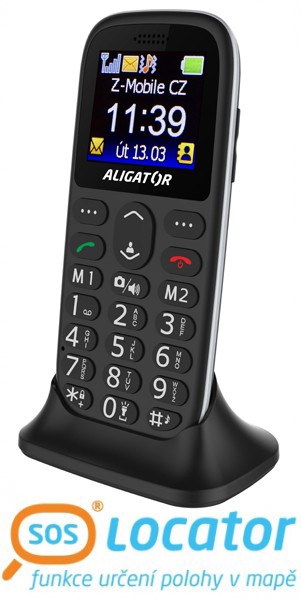 ALIGATOR A510 Senior černý + stolní nabíječka