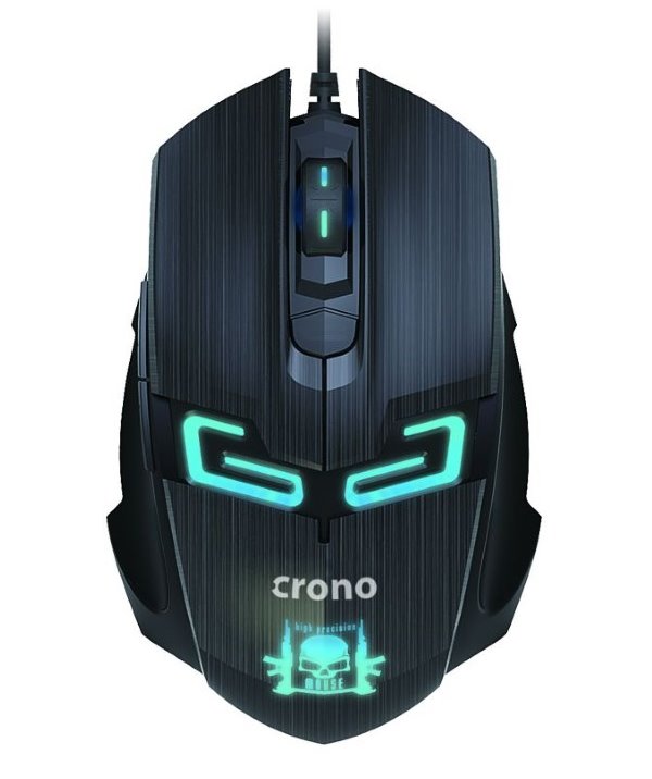 CRONO myš CM647/ gaming/ optická/ drátová/ 1600 dpi/ modré LED podsvícení/ 6 tlačítek/ USB/ černá