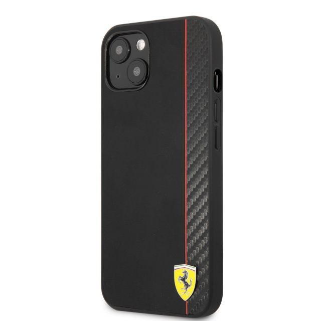 Ferrari Smooth and Carbon Effect Zadní Kryt pro iPhone 13 Black