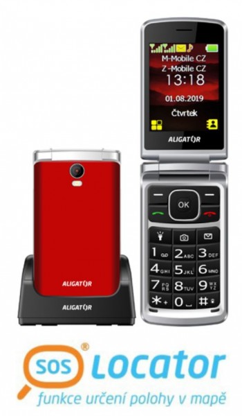 ALIGATOR V710 Senior červeno-stříbrný + stolní nabíječka