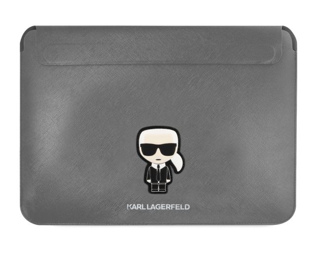 Karl Lagerfeld Saffiano Ikonik Computer Sleeve 16" Silver