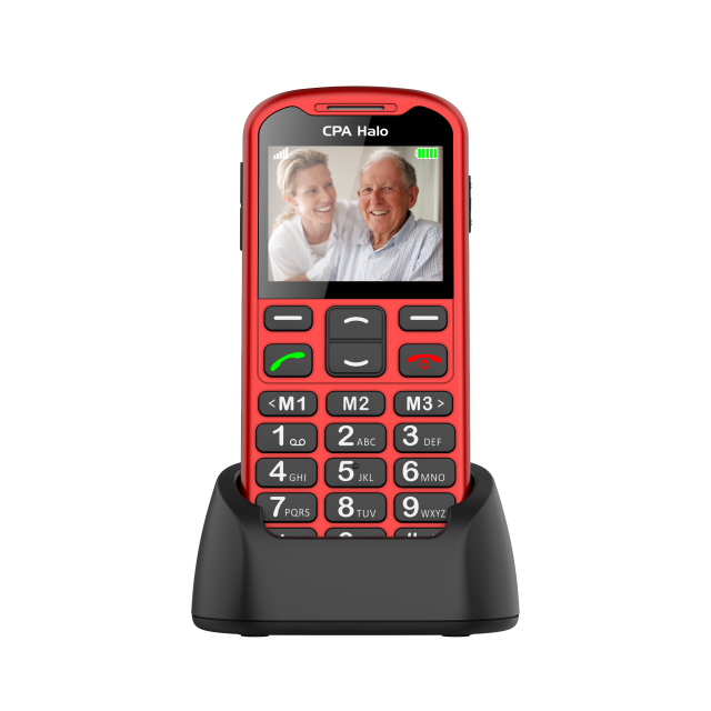 Telefon CPA Halo 19 Senior červený s nabíjecím stojánkem