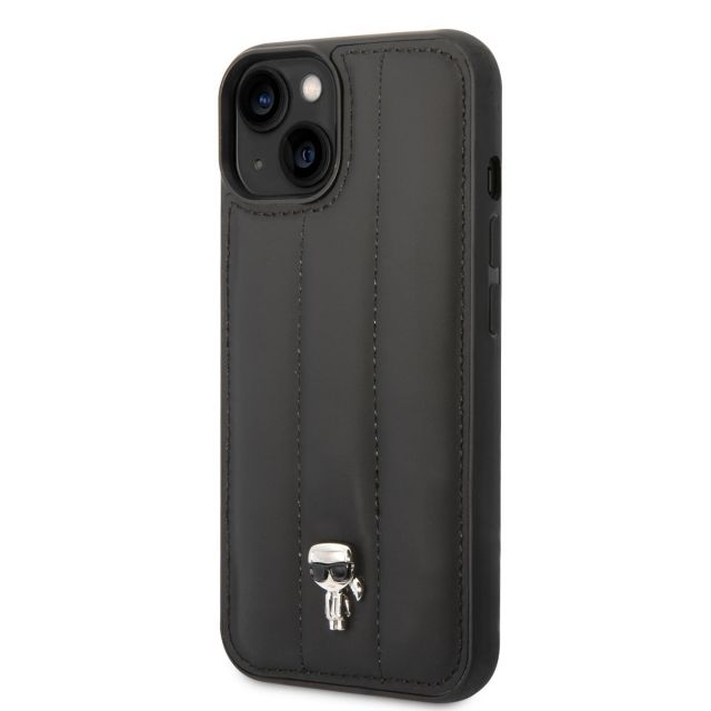 Karl Lagerfeld Quilted Puffy Ikonik Logo Zadní Kryt pro iPhone 14 Plus Black