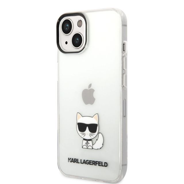 Karl Lagerfeld Choupette Logo Zadní Kryt pro iPhone 14 Plus Transparent