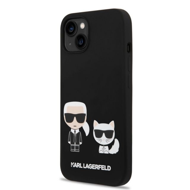 Karl Lagerfeld MagSafe Kompatibilní Kryt Liquid Silicone Karl and Choupette pro iPhone 14 Plus Black