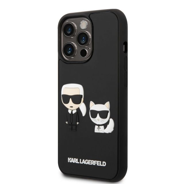 Karl Lagerfeld and Choupette 3D Kryt pro iPhone 14 Pro Black