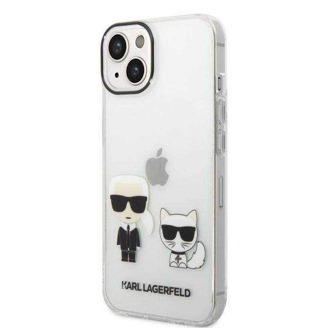 Karl Lagerfeld PC/TPU Ikonik Karl and Choupette Zadní Kryt pro iPhone 14 Plus Transparent