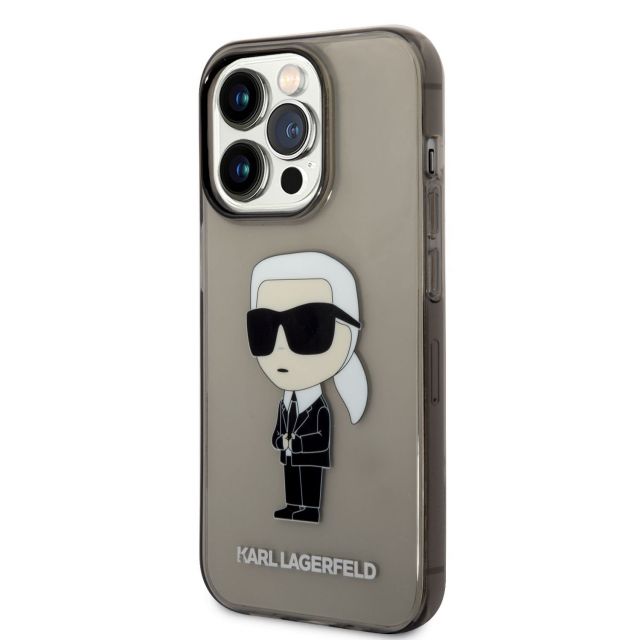 Karl Lagerfeld Translucent Ikonik NFT Zadní Kryt pro iPhone 14 Pro Black