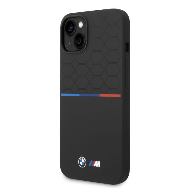 BMW M Liquid Silicone Tricolor Zadní Kryt pro iPhone 14 Black