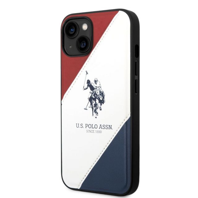 U.S. Polo PU Leather Double Horse Zadní Kryt pro iPhone 14 Red/White/Navy