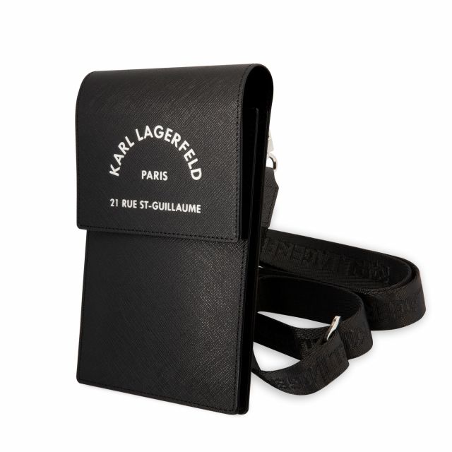 Karl Lagerfeld Saffiano Rue Saint Guillaume Wallet Phone Bag Black