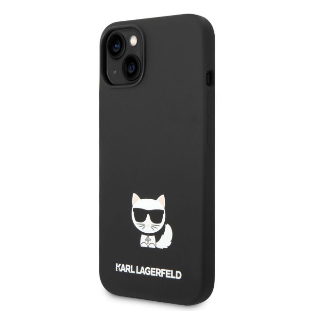 Karl Lagerfeld Liquid Silicone Choupette Zadní Kryt pro iPhone 14 Plus Black