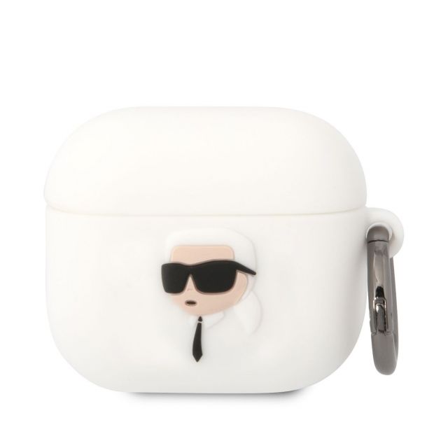Karl Lagerfeld 3D Logo NFT Silikonové Pouzdro pro Airpods 3 White