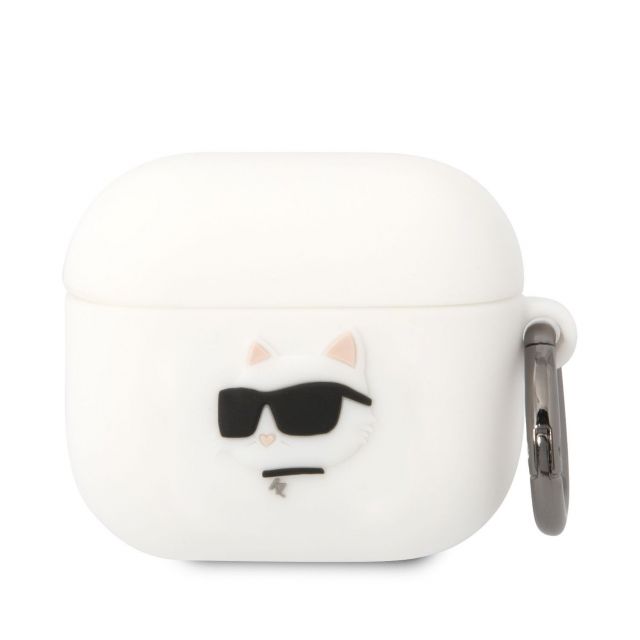 Karl Lagerfeld 3D Choupette Head Logo NFT Silikonové Pouzdro pro Airpods 3 White