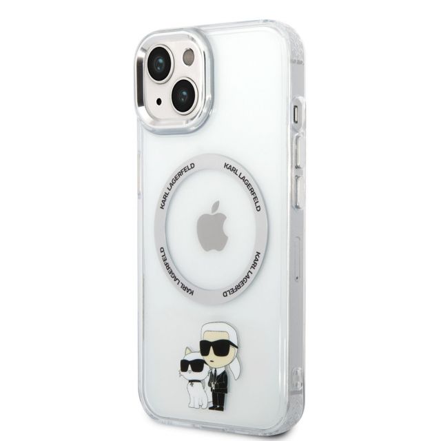 Karl Lagerfeld MagSafe Kompatibilní Kryt Translucent Karl and Choupette pro iPhone 14 Plus Transparent