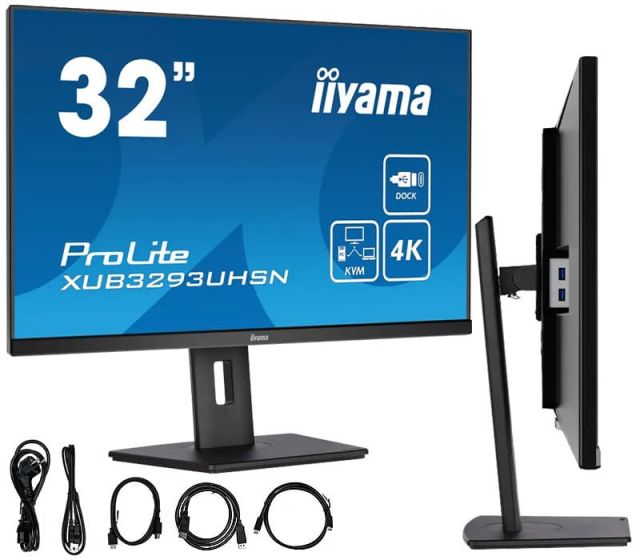 Monitor iiyama ProLite XUB3293UHSN-B5 32" IPS LED 4K /HDMI, DP, USB-C/ KVM, Dock USB-C, LAN