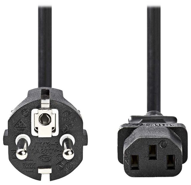 NEDIS napájecí kabel 230V/ přípojný 10A/ konektor IEC-320-C13/ přímá zástrčka Schuko/ černý/ 5m