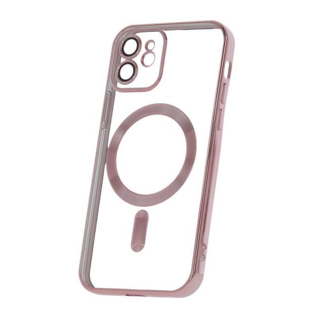 Silikonové TPU pouzdro Mag Color Chrome pro iPhone 12 růžovo zlaté