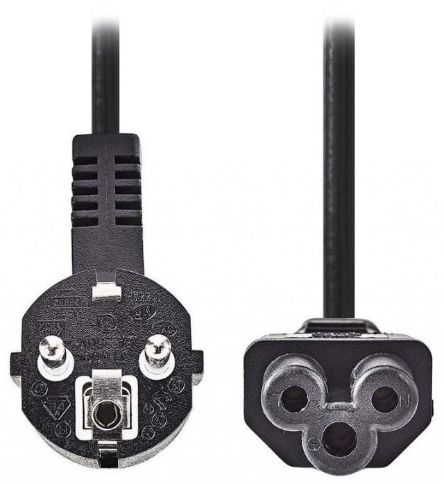 NEDIS napájecí kabel 230V/ přípojný 10A/ konektor IEC-320-C5/ úhlová zástrčka Schuko/ trojlístek/ černý/ 2m